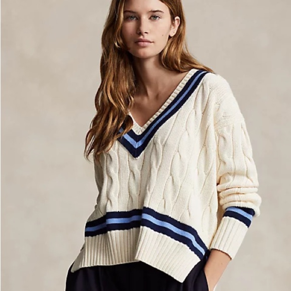 Ralph Lauren Cable-Knit Cotton Cricket Sweater